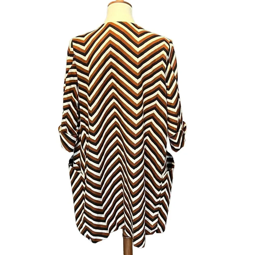 Eva Franco Anthropologie Oversized Cardigan Chevron Print Pockets Size XS / S - Picture 6 of 12